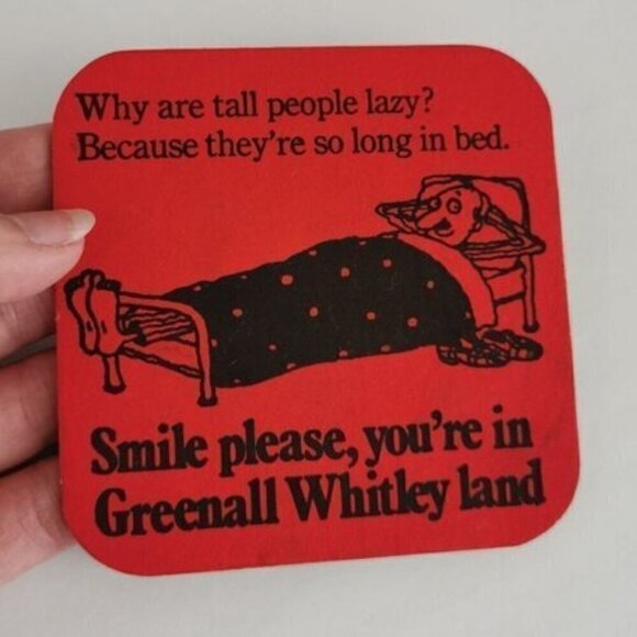Vintage Greenall Whitley Beer Coaster Jokes Puns Beer Mat 2-Sided Smile Please - Picture 1 of 3